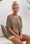 Mink Pool Collar Low Sleeve Sequin Detail Mesh Detail Casual Linen Look Woven Blouse 65 66 - 5