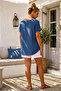 Dark Blue Pool Collar Low Sleeve Washable Dirty Stitched Casual Cotton Long Back Woven Blouse 60 60 - 7