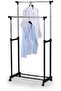 Double Pole Telescopic Clothes Hanger Rack – Black Adjustable Clothing Rack, Space Saving Garment Organizer for Bedroom, Laundry Room & Wardrobe - 2