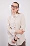 Beige Sleeve Lace and Lacing Detailed Shirt