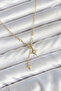 Brass Gold Color Zircon Stone Minimal Dangle Pole Star Model Women's Necklace