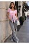 Women's Lace Transparent Front Tie Drawstring Detailed V-Neck Short Sleeve Summer Blouse - 2