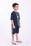 Boy's Printed Oversize Short Sleeve Shorts 2-Piece Set M00843 Dark Blue - 4