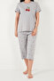 Patterned Cotton Crew Neck Capri Pajama Set Pajama Set 65790787 - 5