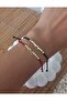Adjustable Red & Black Double String Bracelet with Gold Cube Detail |   Minimal Handmade Unisex Bracelet - 2