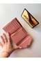Women's Pink Powder Envelope Cover Gold Lock Mini Card Holder Wallet - 4