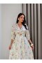 Pre-Tied Balloon Sleeve Midi Dress - 2
