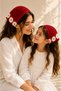 2-Piece Mother & Daughter Knitted Bandana Set – Floral Motif Hair Bandana (Children 4-12 Years Old)