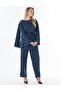 Brooch Detailed Double Suit Set Dark Navy Blue