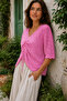 Pink Pre-Gathered Knitwear Blouse - 3