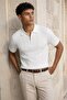 Men's Regular Striped White Short Sleeve Polo Collar t Shirt - 3