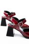 Zri̇n-40450 Premium Burgundy Patent Leather Daily Open-Back Heeled Shoes 8 cm - 6