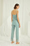 Lace Maternity 3-Piece Pajama and Robe Set - Hospital Release Water Green Viscose Triple Set with Breastfeeding Clips - 6