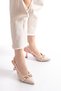 Zri̇n-250 Powder Linen Daily Open Back Buckle 6 cm Heeled Shoes