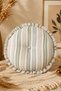 45 cm Round Ruffled Throw Pillow – Pastel Striped Linen Look Silicone Filled Decorative Pillow - Bohemian Pillow