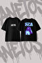 Sza Portrait Design Printed Oversize Crew Neck T-Shirt Black