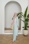 Women's Tulle Floral Embroidered Bat Sleeve Linen Suit - 2