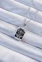 316L Steel Chain Silver Color Embroidered Black Enamel Tarot Necklace