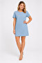 Women's Plus Size Blue, Hidden Zipper Closure, Short Sleeve, Slim Denim Dress 65N39591 - 5