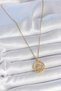 316L Steel Gold Color Zinc Blue Stone Lotus Model Women's Necklace - 2