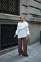 Women's Ankle Elastic Detailed Shoulder Cape Tunic White - 3