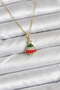 316L Steel Chain Gold Rhine Pine Tree Model Zircon Stone Christmas Themed Women's Necklace