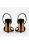 Women's Black Stone Striped Asymmetrical Strappy Thin High Heel Evening Dress Sandals - 3