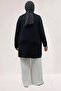 68054 Large Size Modal Tunic with Front Print and Ribbed Fabric - Anthracite - 5
