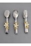 Tableware, Table, and Presentation Tray Set of 3 Titanium Tongs with Floral Accessories in Silver Color and Stylish Design - 2