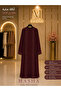 Luxury Lace and Silver Stone Work Long Abaya with Inner Dress - Gulf Women's Abaya |   Masha - 2