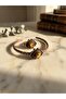 Copper Bracelet and Ring Set with Tiger's Eye Natural Stone and Twisted Detail