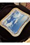 1 Piece Rectangular Gold Stone Engraved Single Person Metal Coffee Presentation Promise Engagement Ring Tray 26X22 cm - 2