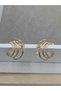 Women's Gold Steel Triple-Layered Zircon Stone Layered Hoop Earrings - 4