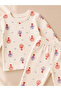Girl's Balloon Patterned Cotton Ribbed Pajama Set - 3