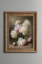White Peony Bouquet – Vintage Patterned Painting – Thick Model