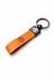 Mg Logo Keychain with Metal Ring Stylish Auto Key Accessory Brown Leather - 2