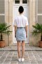 Slitless Blue Snow Straight High Waist Lycra Skirt - 2