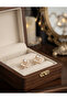 Brass Gold Color Zircon Stone V Model Earrings - 3