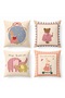 Fun and Friendly Animals Patterned 4-Piece Children's and Baby Pillow Cover Set - 3