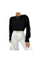 Openwork Knit Crop Sweater Free Size – Chic & Cozy, Black - 2