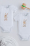 Organic 100% Cotton Cute Blue Pink Design 2-Piece Baby Bodysuit for Twins 1334-1335