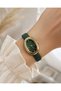 Women's Wristwatch Emerald Green Color Nubuck Leather Strap Casual and Stylish Combination Gift Boxed - 3