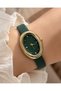 Women's Wristwatch Emerald Green Color Nubuck Leather Strap Casual and Stylish Combination Gift Boxed - 2