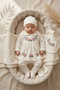 Flora Embroidered 10 Piece Ecru Baby Girl Hospital Discharge Set - 100% Cotton Antiallergic Newborn Set - 2