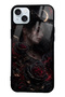 iPhone 15 Plus Glossy Phone Case with Crimson Moon Rose Design