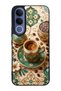 Vivo V70 Fe Glossy Phone Case with Turquoise Ottoman Coffee Design