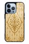 iPhone 13 Pro Ivory Glossy Phone Case with Ottoman Gold Design
