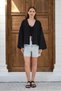 Black Women's Textured Kimono Cardigan with Tie Detail, Comfortable Fit, Long Sleeve Jacket - 5