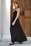 Black Women's Patterned Elastic Waist Maxi Skirt Comfortable Fit Long Skirt - 6