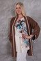 Plus Size Trendy and Stylish Two-Piece Set White Ribbed Tunic Floral Print Long Sleeve Women's Tunic